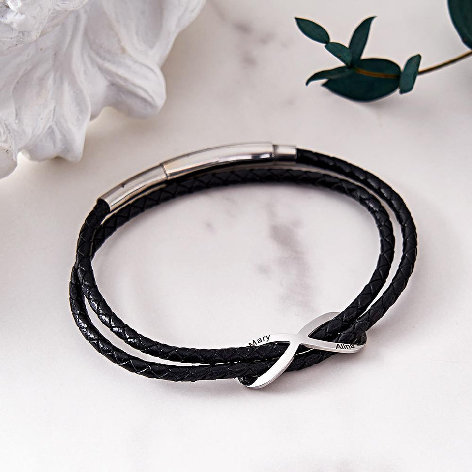 Any Names - Personalized Couple Infinity Sign Bracelet