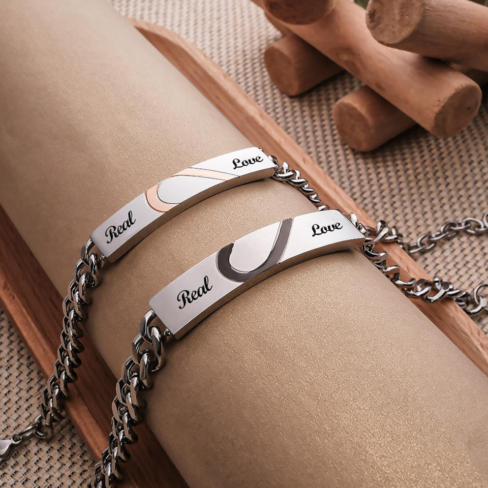 Any Photos - Personalized Engraved Couple Bracelet
