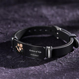 Any Photo And Message - Personalized Photo Engraved Black Bracelet