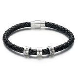 This Is Us - Personalized Family Black Leather Beads Bracelet