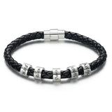 This Is Us - Personalized Family Black Leather Beads Bracelet