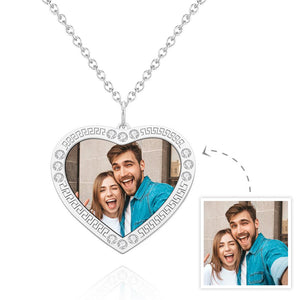 Any Photo - Personalized Photo Necklace Heart Diamond