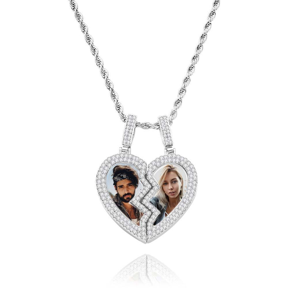 I Love You Forever - Personalized Couple Black Filter Photo Necklace