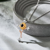 Sunflower - Personalized Cross Flower Photo Projection Necklace