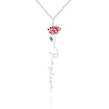 Personalized Name Birth Month Colorful Flower Necklace