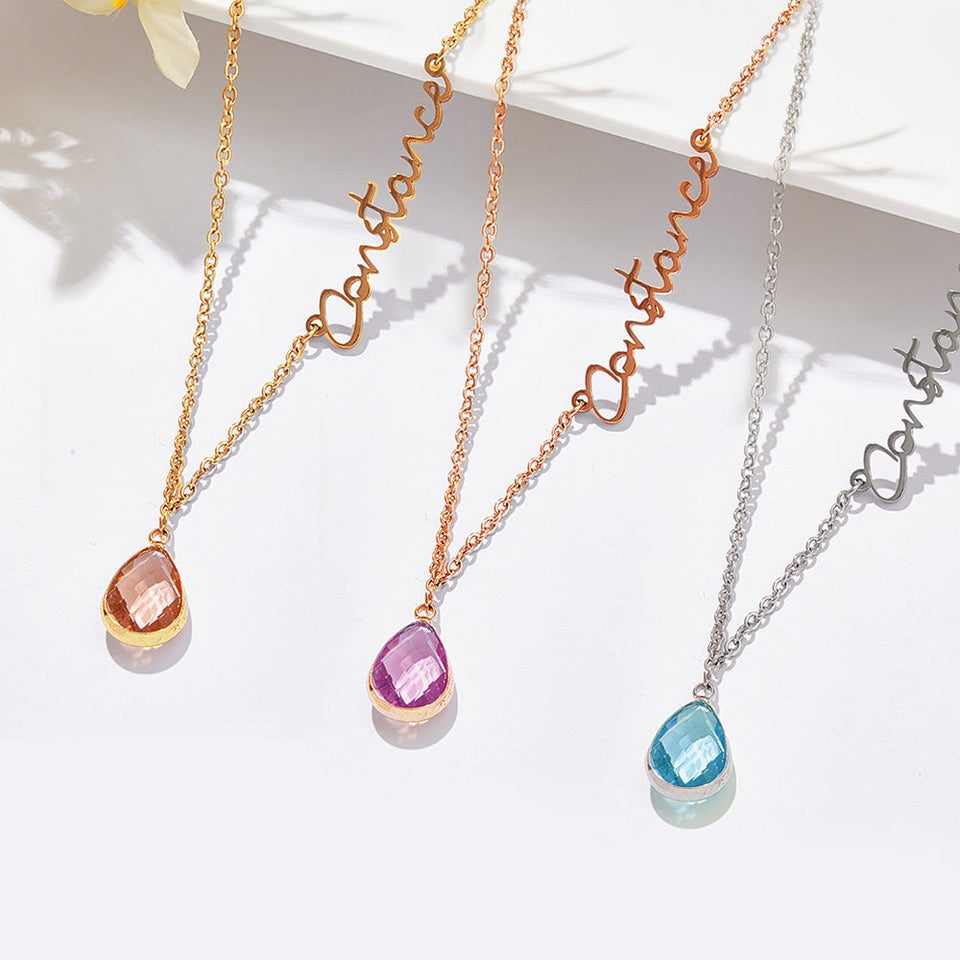 Personalized Birthstone Name Necklace