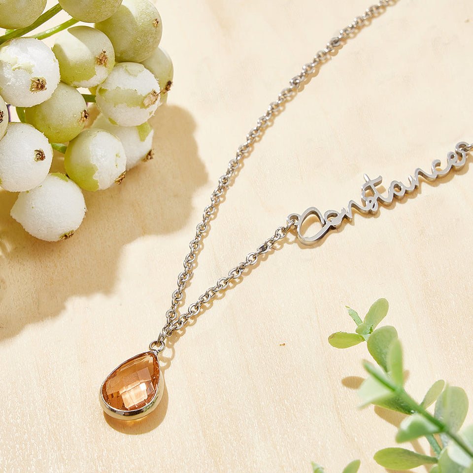 Personalized Birthstone Name Necklace