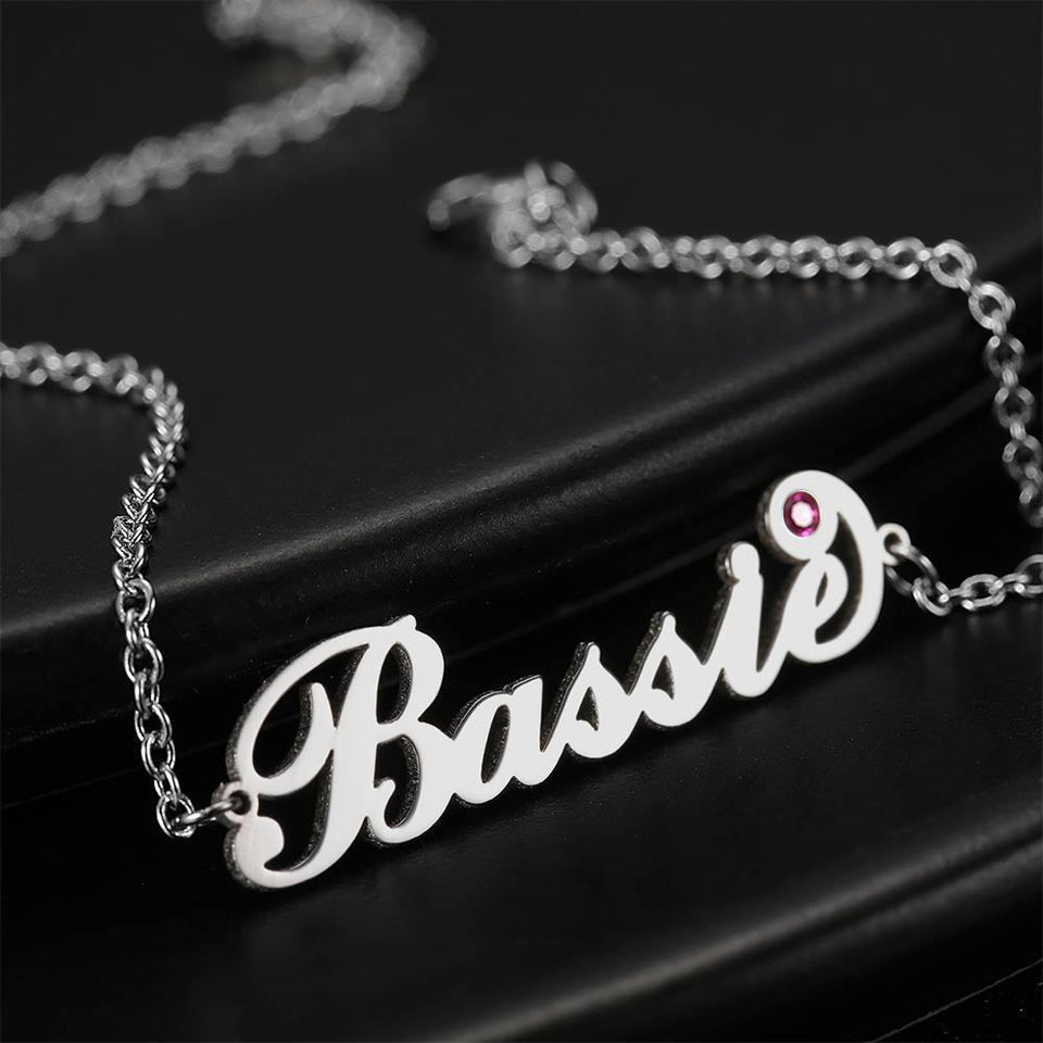 Any Name - Personalized Name Bracelet with Custom Birthstone