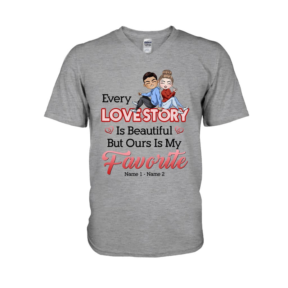 Our Love Story Is My Favorite - Personalized Couple T-shirt and Hoodie
