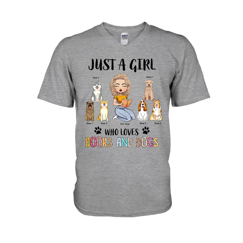 Just A Girl Who Loves Books And Dogs - Personalized Book T-shirt and Hoodie