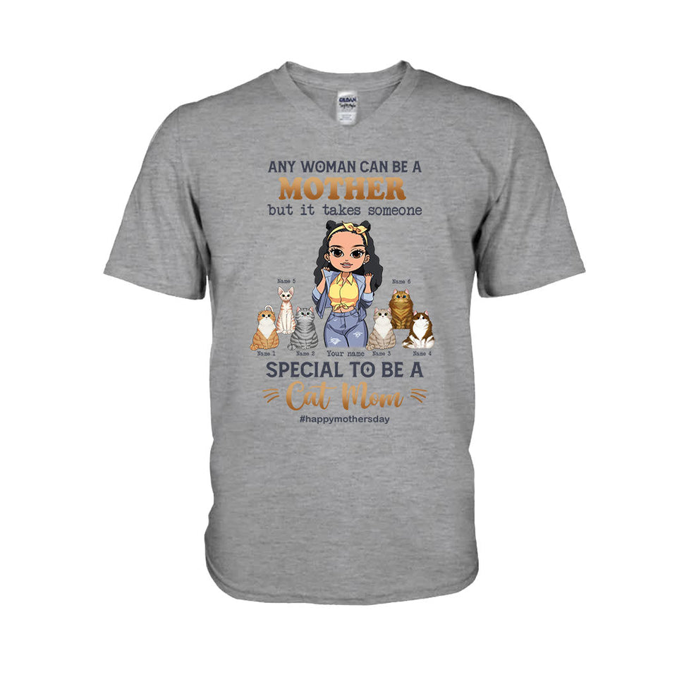Any Woman Can Be A Mother Special Cat Mom - Personalized Cat T-shirt and Hoodie