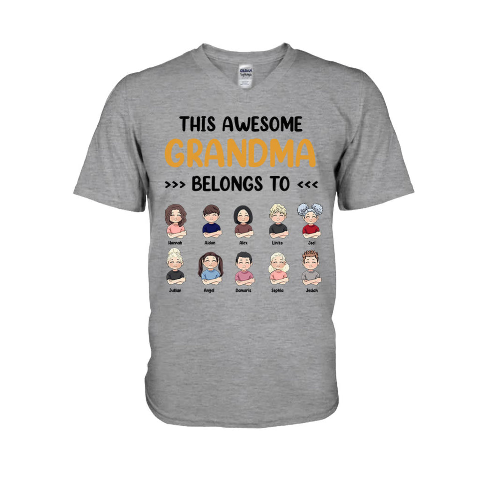 This Awesome Grandpa Grandma Belongs To - Personalized Mother's Day Grandma T-shirt and Hoodie