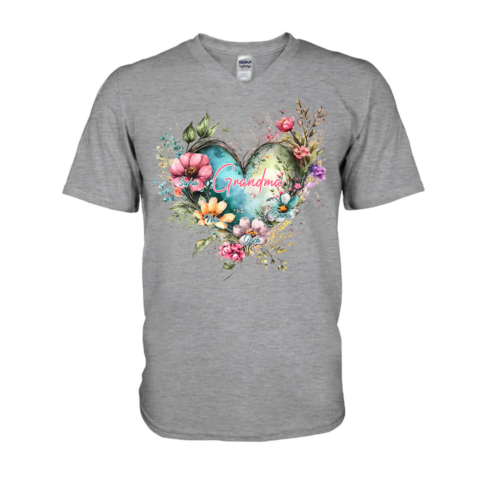 Grandma's Mom's Flowers - Personalized Grandma T-shirt And Hoodie