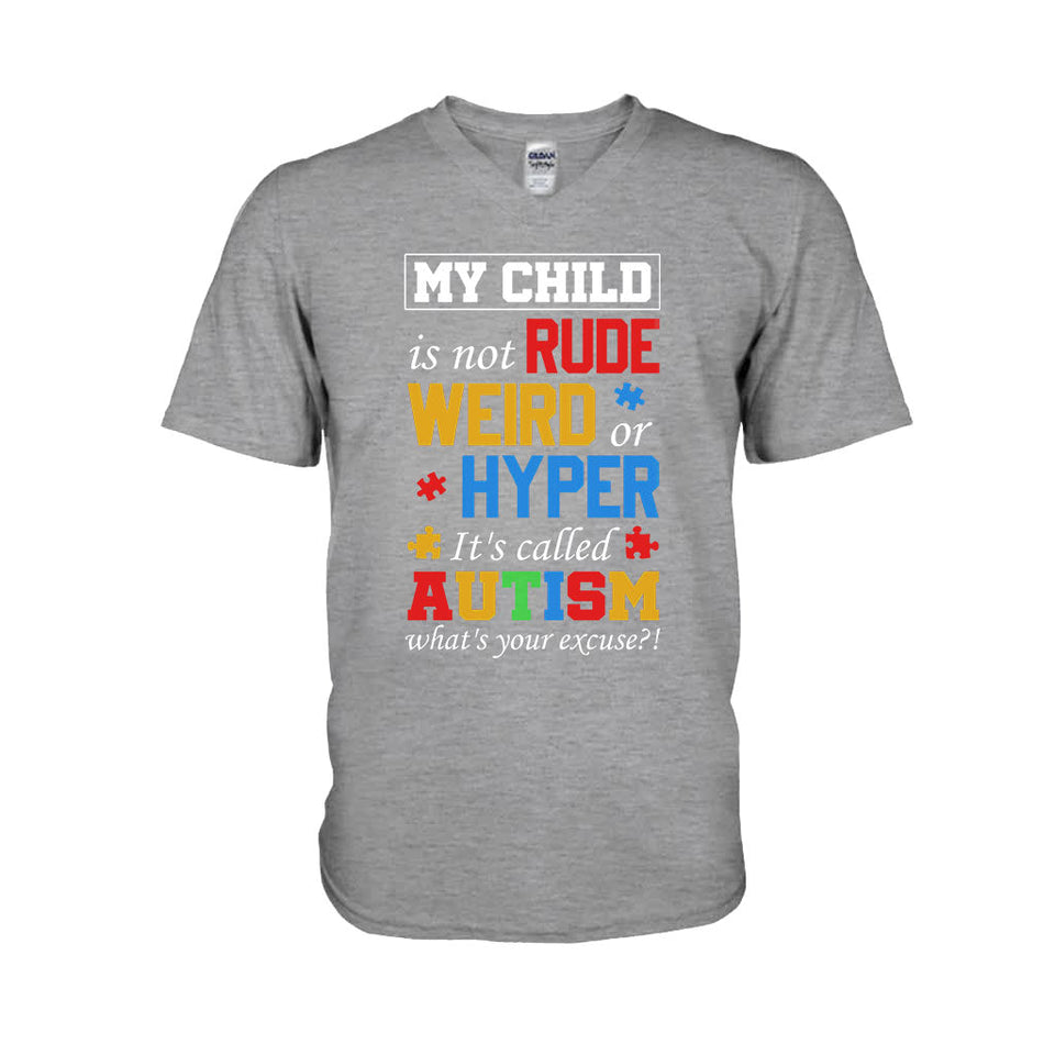 T-shirt et sweat à capuche « Mon enfant n'est ni impoli, ni bizarre, ni hyper classique » pour la sensibilisation à l'autisme 112021