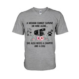 A Woman Cannot Survive On Wine Alone - Camping T-shirt and Hoodie 1121