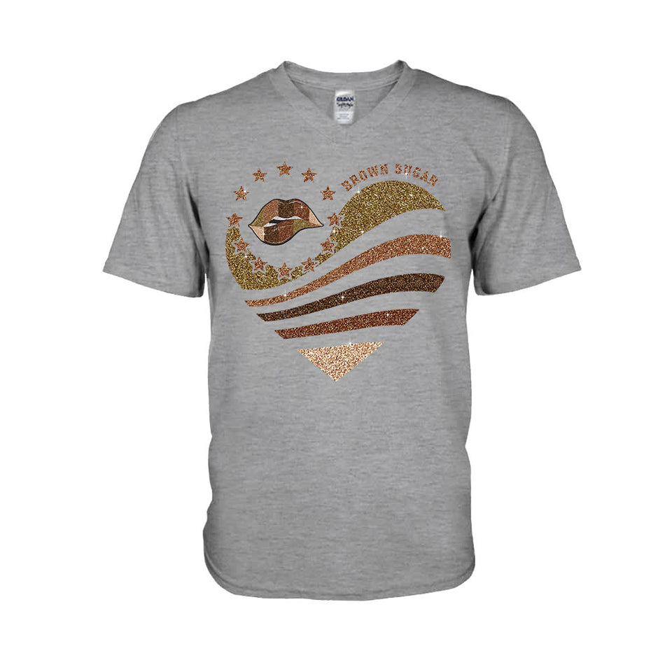 Brown Sugar - African American T-shirt and Hoodie With Faux Glitter Print 112021