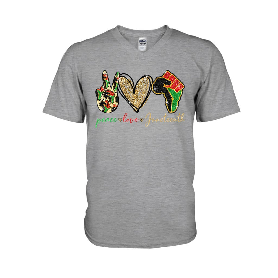 Juneteenth - African American T-shirt and Hoodie With Faux Glitter Print 1121