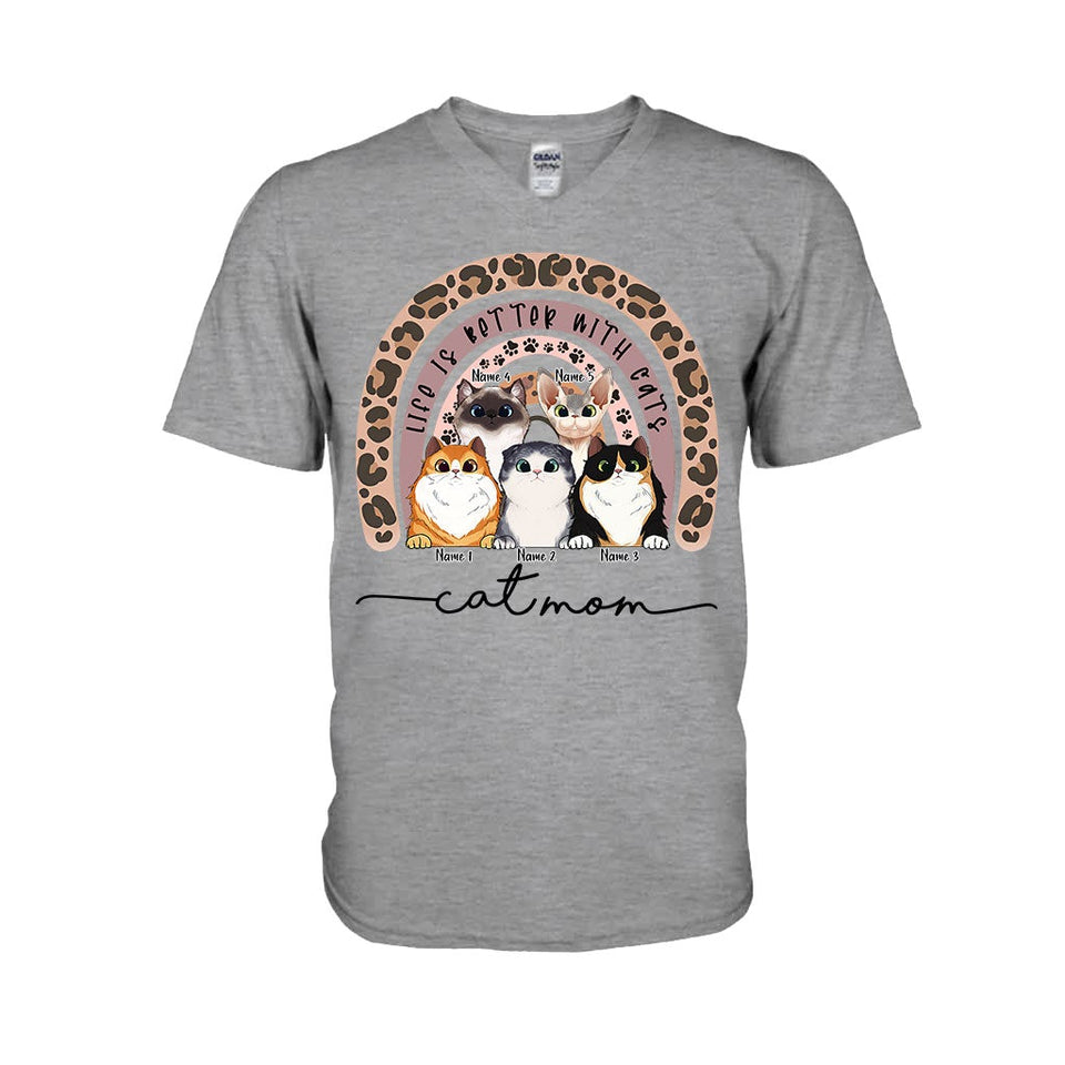 Cat Mom - Personalized Cat T-shirt and Hoodie