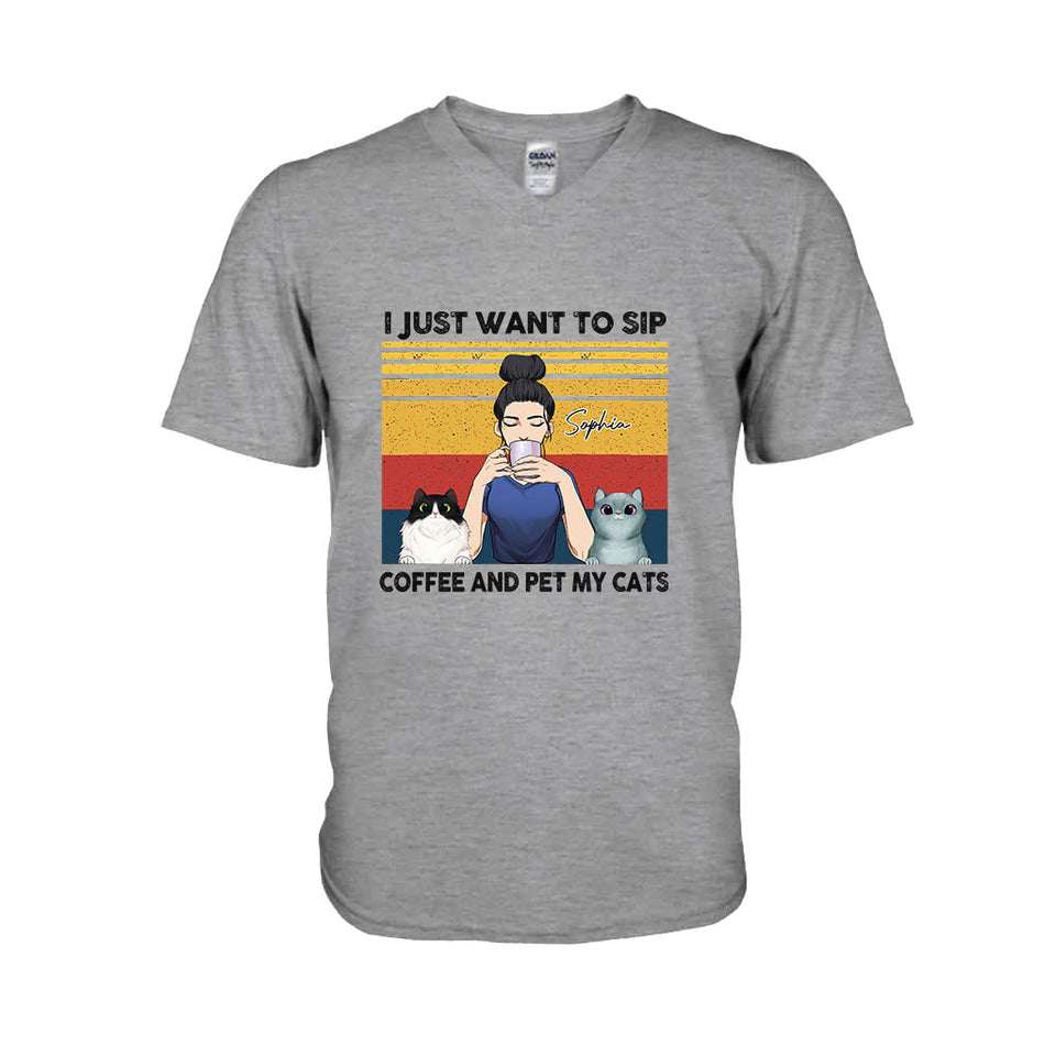 Cat Mom Coffee - Personalized Cat T-shirt and Hoodie
