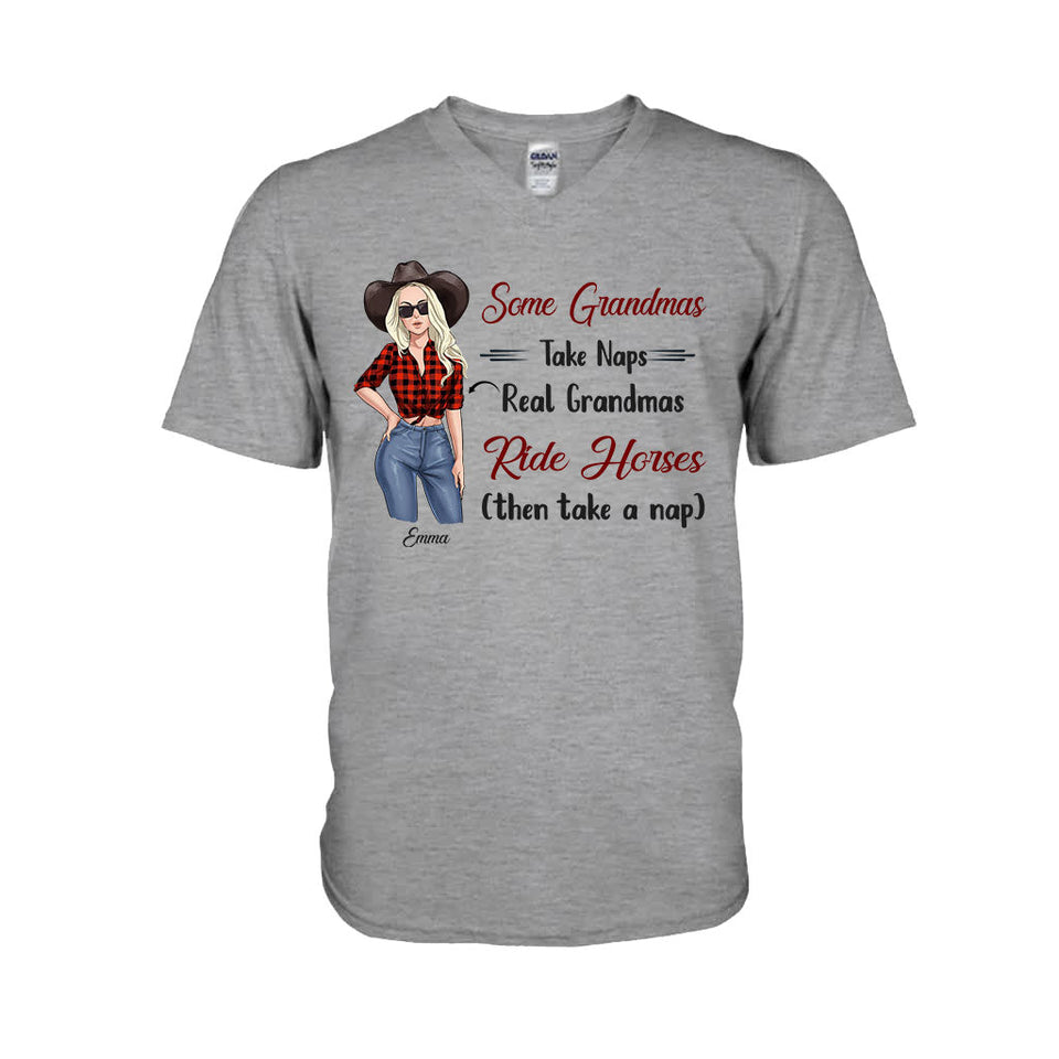 Real Grandmas Ride Horses - Personalized Mother's Day Grandma T-shirt and Hoodie