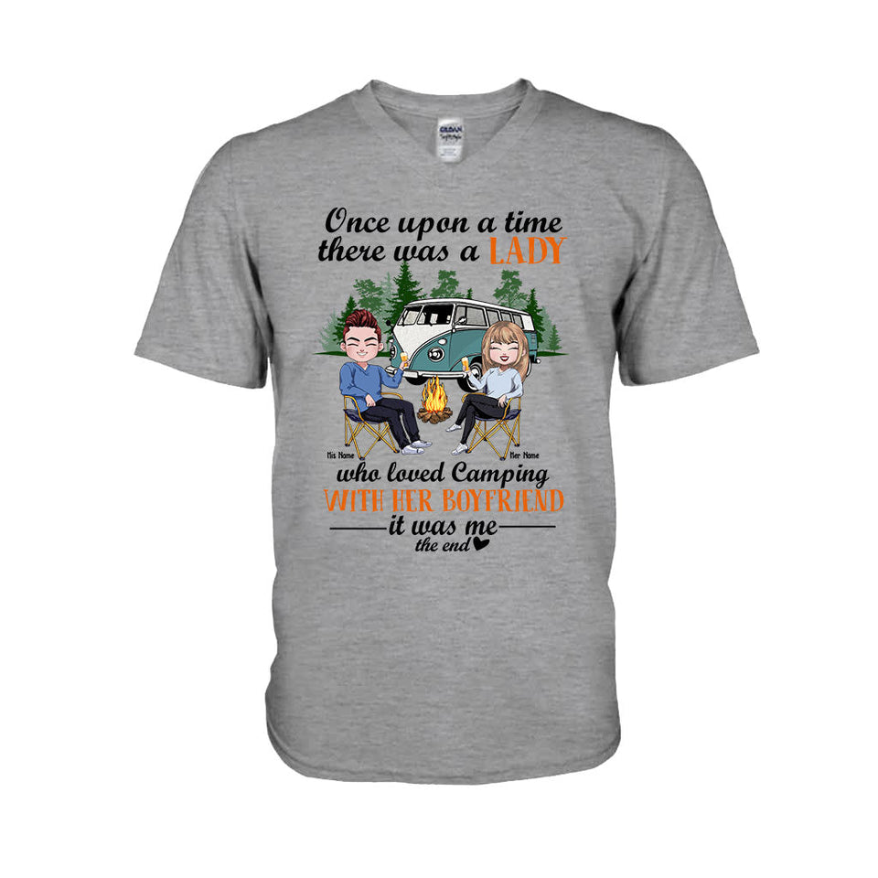 Once Upon A Time There Was A Lady - Personalized Camping Couple T-shirt and Hoodie