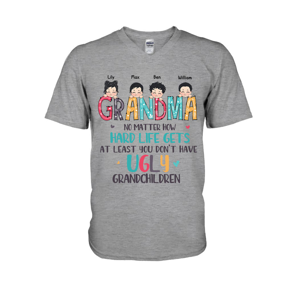No Matter How Hard Life Gets - Personalized Mother's Day Grandma T-shirt and Hoodie