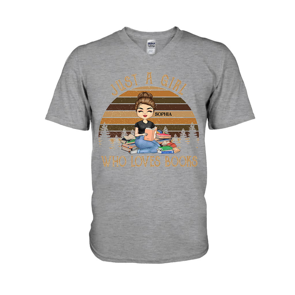 Just A Girl Who Loves Books - Personalized Book T-shirt and Hoodie