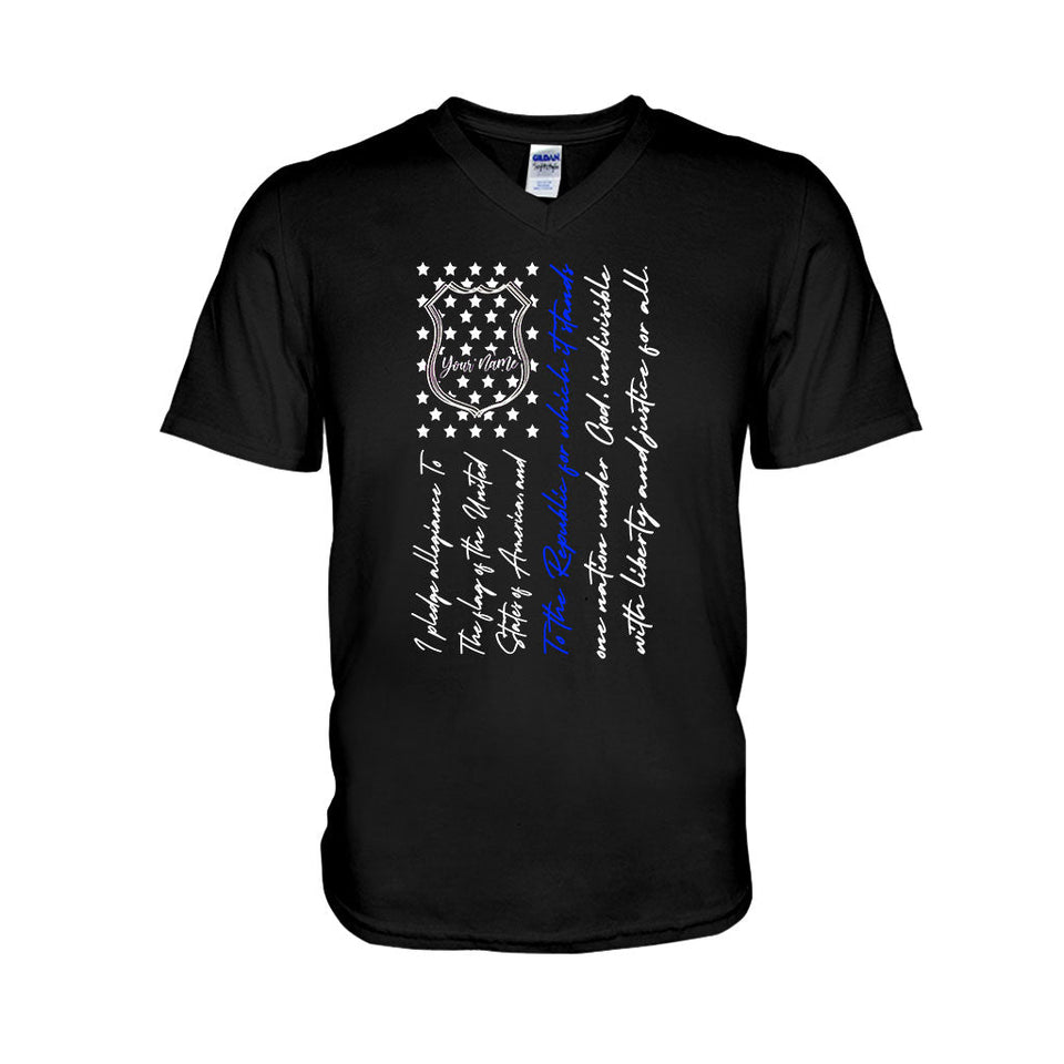 Police Badge Pledge Of Allegiance - Personalized Independence Day T-shirt and Hoodie
