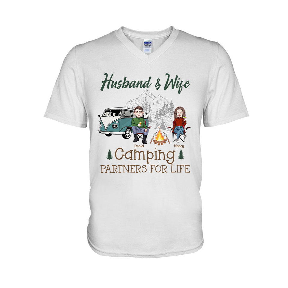 Husband And Wife Camping Couple For Life - Personalized Couple Camping T-shirt and Hoodie