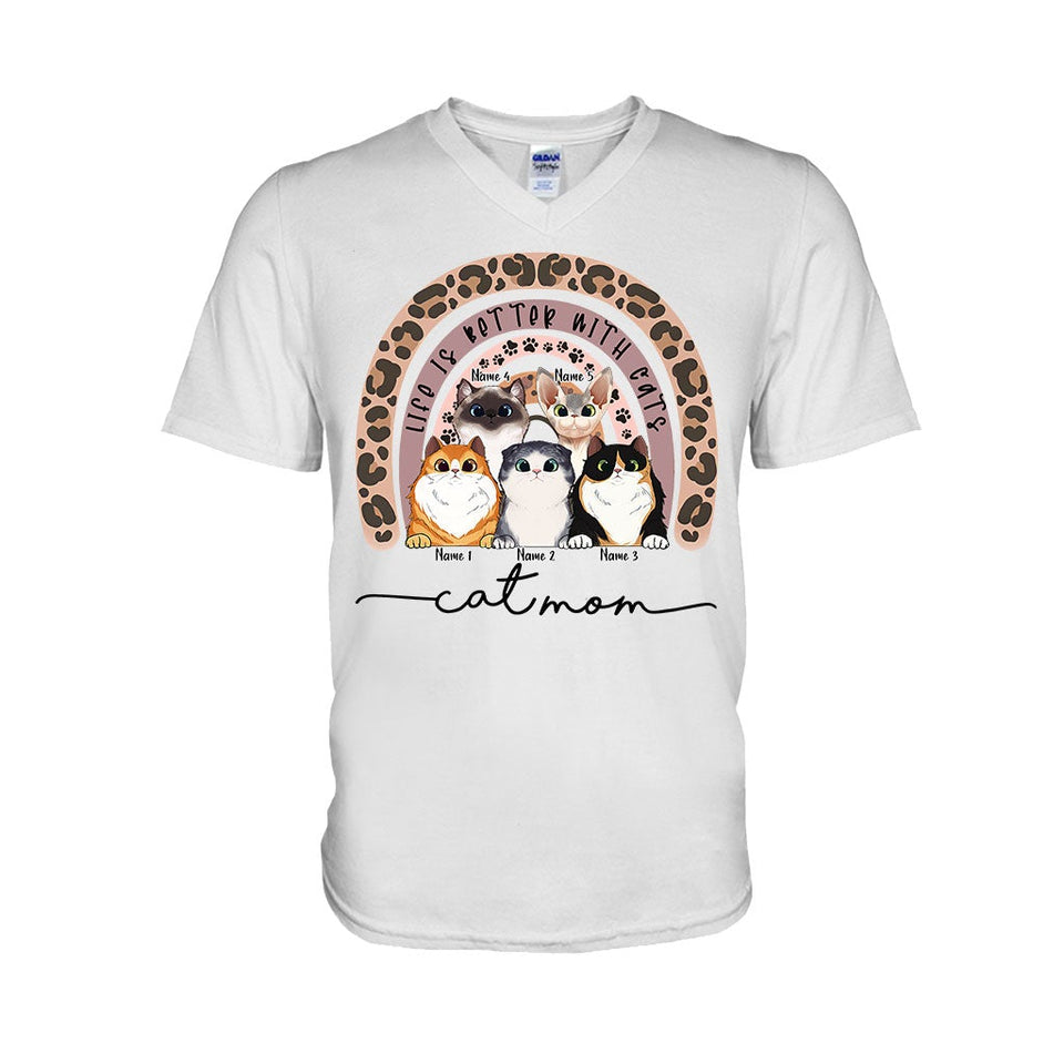 Cat Mom - Personalized Cat T-shirt and Hoodie