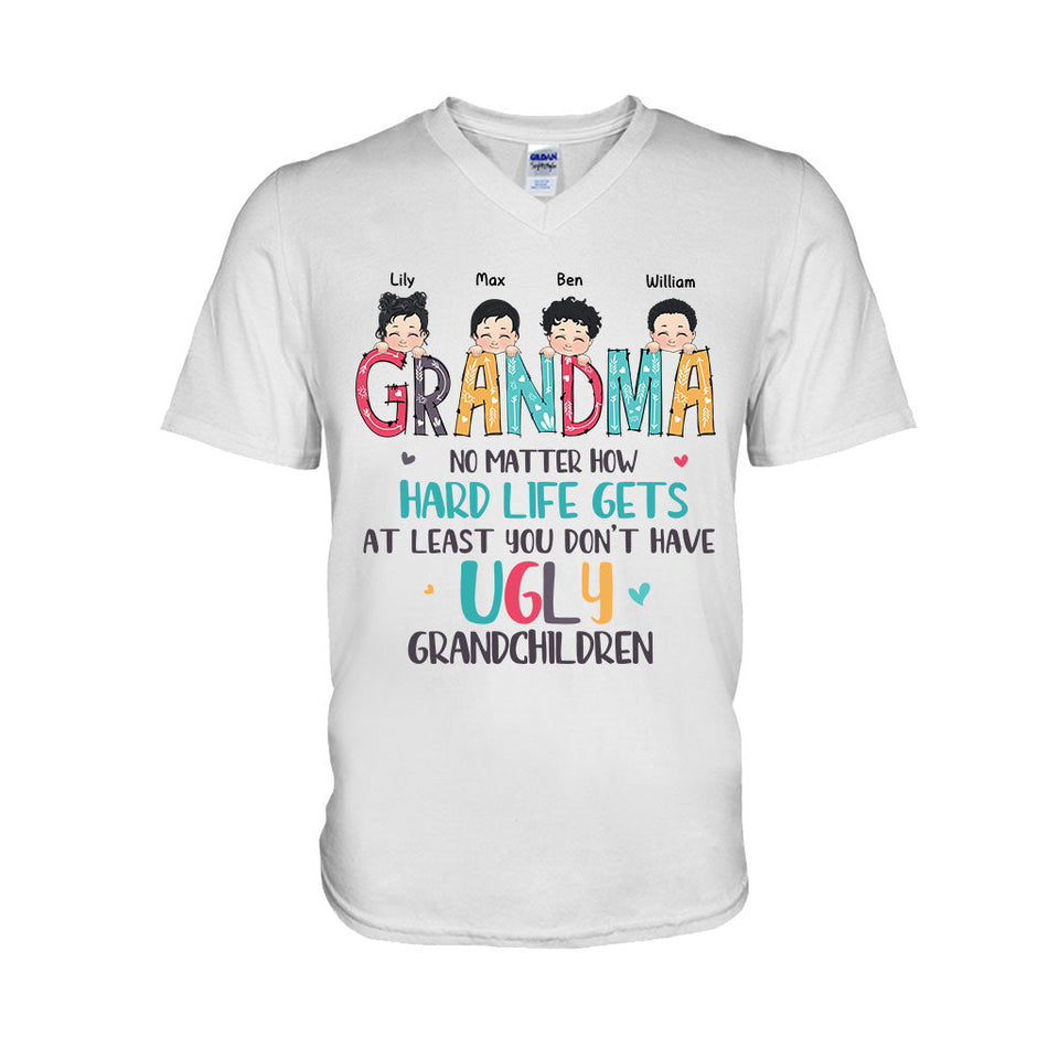 No Matter How Hard Life Gets - Personalized Mother's Day Grandma T-shirt and Hoodie