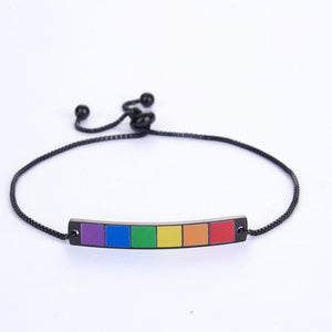 Any Text - Personalized LGBT Support Engraved Rainbow Bracelet