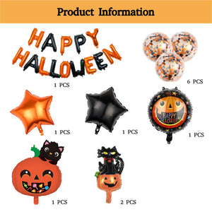 Happy Halloween - Halloween Party Balloons Set With Banner