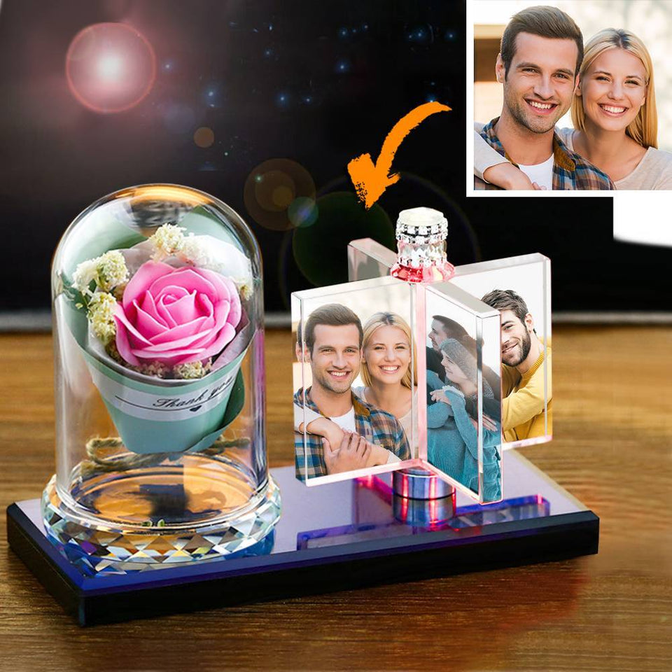 Any Photo - Personalized Rotating Windmill Light Crystal Photo Frame