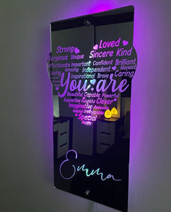 You Are - Personalized Affirmation Heart Mirror Light