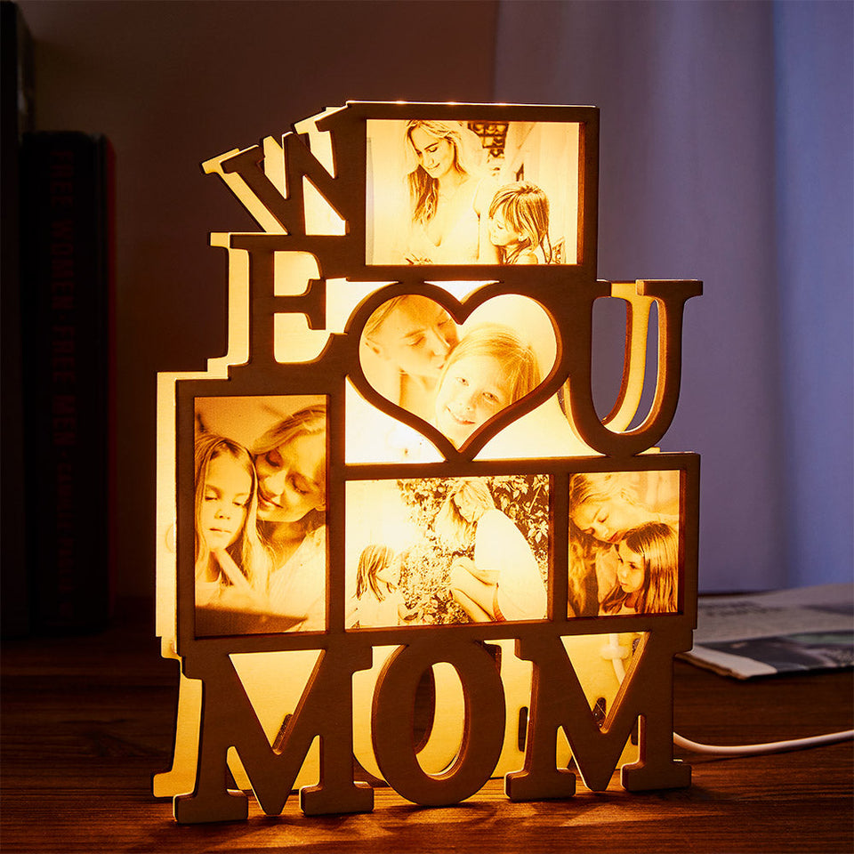We Love You Mom - Personalized Mother Photo Lamp