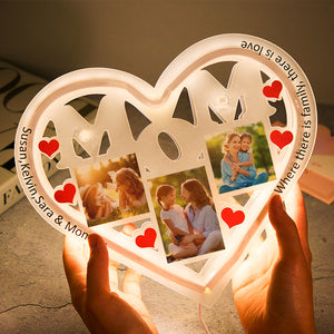 Where There Is Family There Is Love - Personalized Mother Engraved Photo Lamp