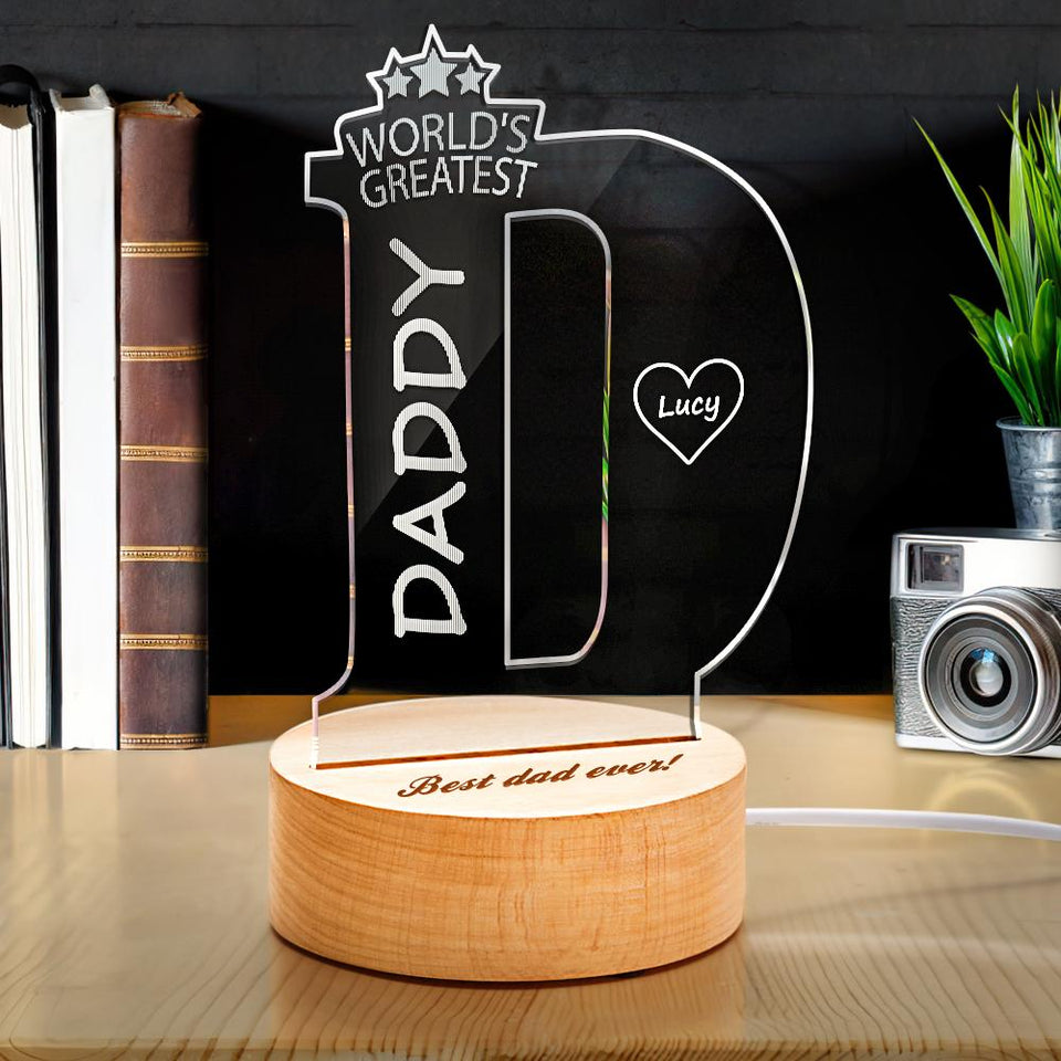 Best Dad Ever - Personalized Father Photo Crystal Plaque
