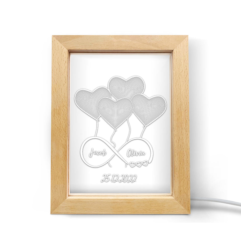 Name Heart Infinity - Personalized Couple Heart Name Lamp