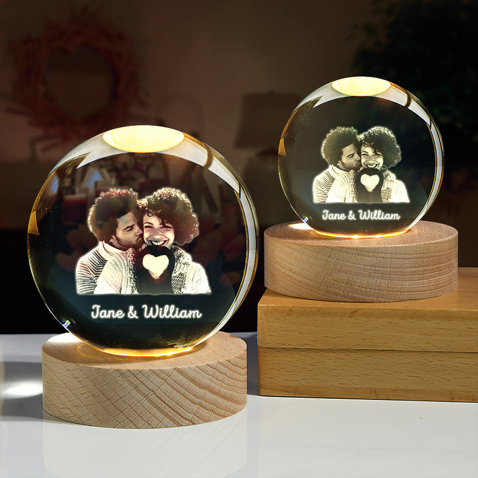 Photo Crystal Ball - Personalized Couple Photo Lamp