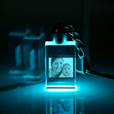 Custom Photo Rectangle Crystal Led Light Keychain -  gift for anyone, dog lover, cat lover, who lost a loved one - Personalized Keychain