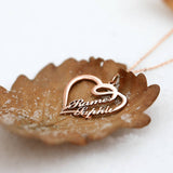Personalized Couple Overlapping Heart Two Names Necklace