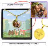 Mum Cute Blue Dog - Personalized Mother Round Pendant Necklace 12900424003scl1tmm1tr04cu03my01rpn1mth7306