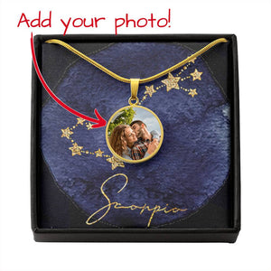 Zodiac Sign Necklace - Personalized Horoscope Round Pendant Necklace - hrs5026