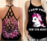 Je porte du rose pour ma tante - Débardeur croisé pour la sensibilisation au cancer du sein 0722