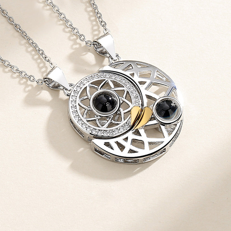 Personalized Sun And Moon Couple Projection Necklace
