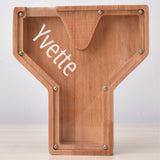 Custom Initial And Name - Personalized Letter And Name Oak Wooden Piggy Bank
