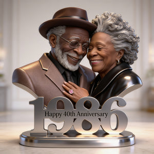 Personalized Older Black Couple 40th Anniversary Acrylic Plaque - Custom 1986 Ruby Anniversary Gift for Parents, Husband & Wife