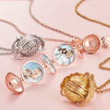Any Photo - Personalized Angel Wings Expanding Photo Ball Locket Necklace
