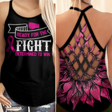 Ready For The Fight Determined To Win - Breast Cancer Awareness Cross Tank Top 0722